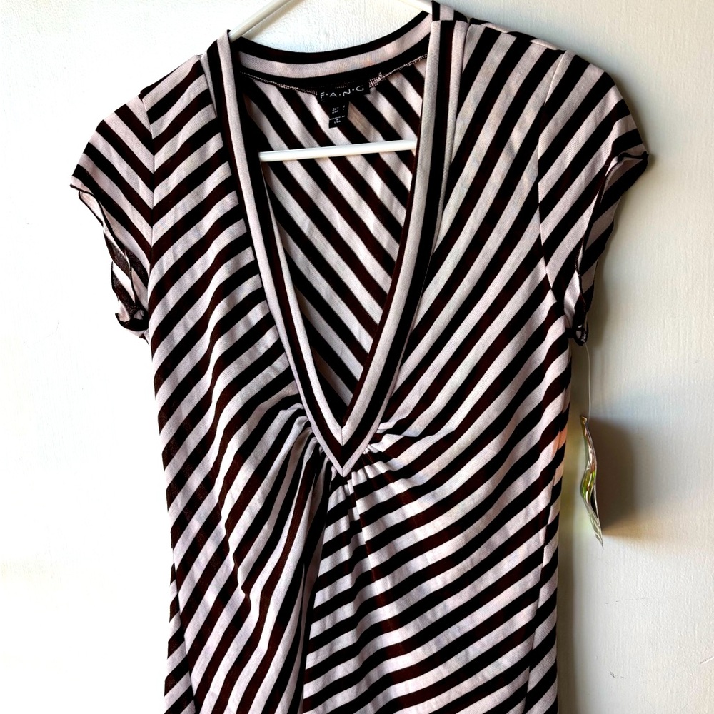 FANG Brown and White Striped Top